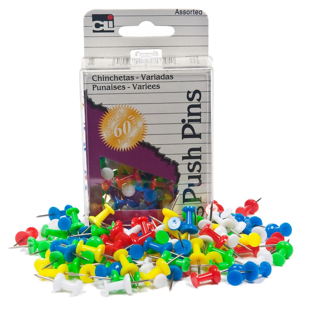 100ct Push Pins Assorted Colors Teacher Direct